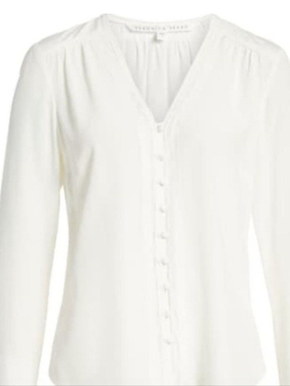Veronica Beard Marella Silk Button-Front Blouse - Ivory Size 8
